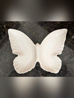 White Ceramic Butterfly Trinket Dish
